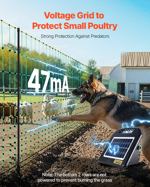 Vevor Electric Fence Netting 0.88 X 49.98 M Pe Fencing With Posts & Double Spiked Stakes Utility Portable For Goats Sheep Lambs Deer Hogs Dogs Used In
