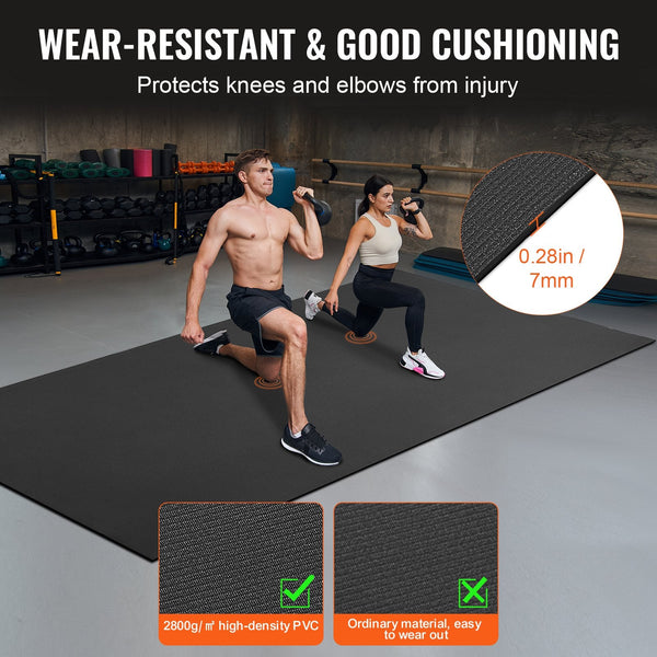 Vevor Exercise Mat Non Slip High Density Premium Yoga For Men Women Fitness With Bag And Carry Strap Home Pilates Floor Workouts 12X6ft Mats & Non Sli