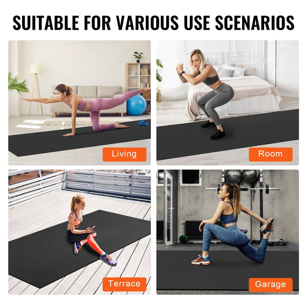 Vevor Exercise Mat Non Slip High Density Premium Yoga For Men Women Fitness With Bag And Carry Strap Home Pilates Floor Workouts 12X6ft Mats & Non Sli