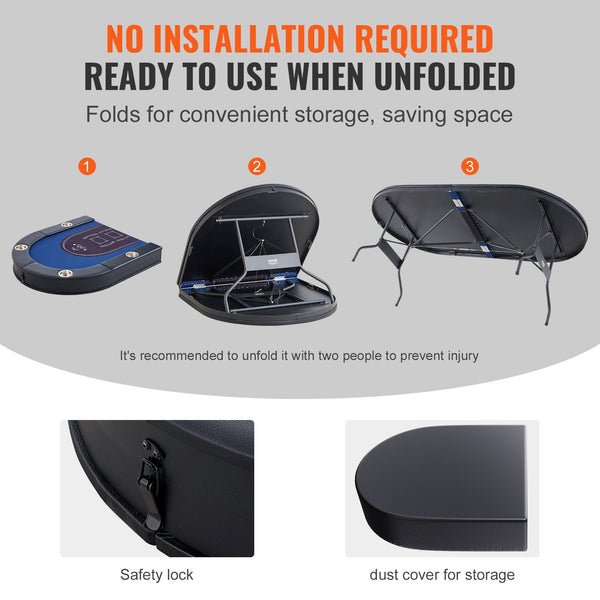 Vevor 8 Player Foldable Poker Table Blackjack Texas Holdem With Padded Rails And Stainless Steel Cup Holders Portable Folding Card Board Game Table183