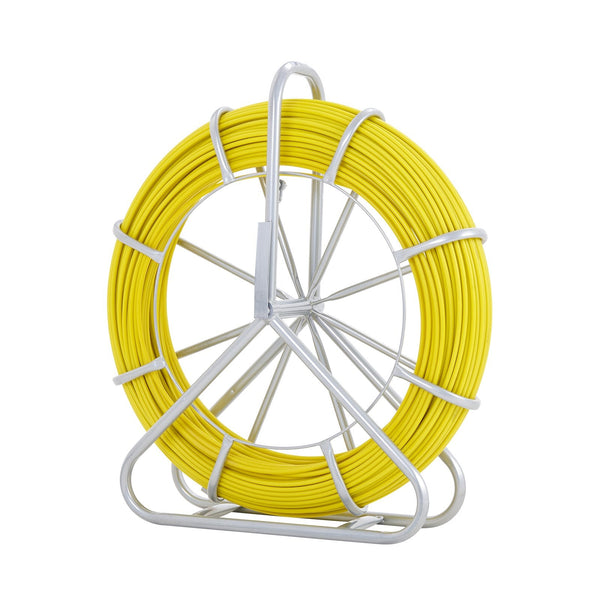 Vevor Fish Tape Fiberglass 129.5 M 6.35 Mm Duct Rodder Fishtape Wire Puller Cable Running With Steel Reel Stand Pulling Heads Fishing Tools For Walls