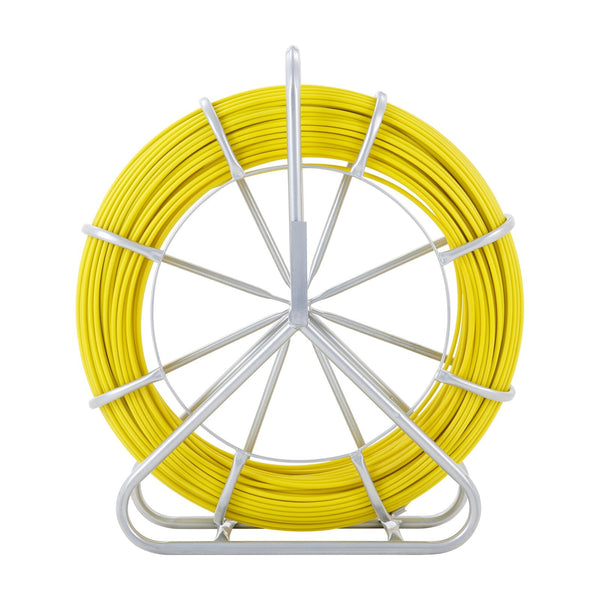 Vevor Fish Tape Fiberglass 129.5 M 6.35 Mm Duct Rodder Fishtape Wire Puller Cable Running With Steel Reel Stand Pulling Heads Fishing Tools For Walls