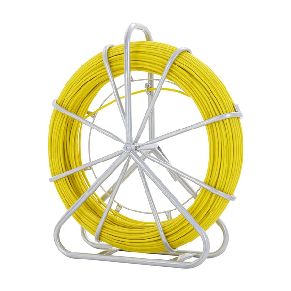 Vevor Fish Tape Fiberglass 129.5 M 6.35 Mm Duct Rodder Fishtape Wire Puller Cable Running With Steel Reel Stand Pulling Heads Fishing Tools For Walls