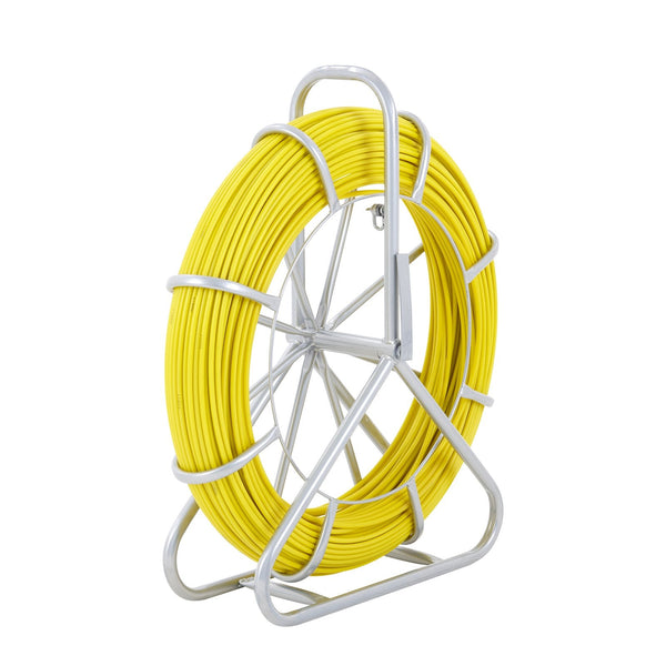 Vevor Fish Tape Fiberglass 129.5 M 6.35 Mm Duct Rodder Fishtape Wire Puller Cable Running With Steel Reel Stand Pulling Heads Fishing Tools For Walls