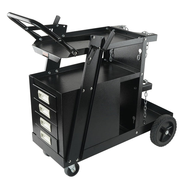 Welding Cart 2 Tier 4 Drawers Welder With 265 Lbs Weight Capacity Swivel Wheels Tank Storage Safety Chains Heavy Duty Rolling Mig For And Plasma Cutte