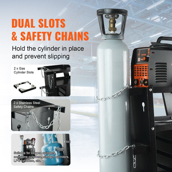 Welding Cart 2 Tier 4 Drawers Welder With 265 Lbs Weight Capacity Swivel Wheels Tank Storage Safety Chains Heavy Duty Rolling Mig For And Plasma Cutte