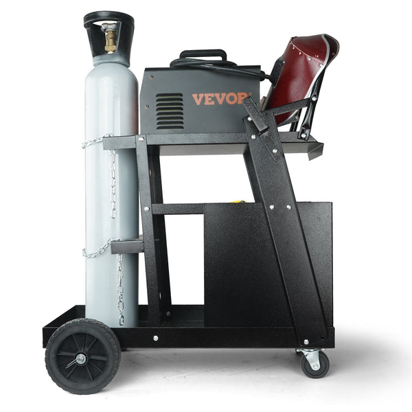 Welding Cart 2 Tier 4 Drawers Welder With 265 Lbs Weight Capacity Swivel Wheels Tank Storage Safety Chains Heavy Duty Rolling Mig For And Plasma Cutte