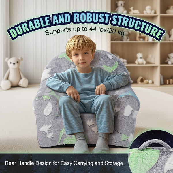 Toddler Chair Glow In The Dark Plush Baby Playroom Furniture Grey Kids Chairs