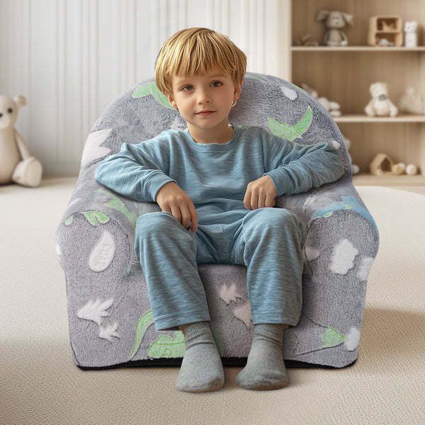 Toddler Chair Glow In The Dark Plush Baby Playroom Furniture Grey Kids Chairs