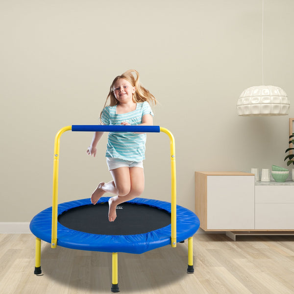 Vevor 3Ft Trampoline For Kids 92 Cm Indoor/Outdoor Toddlers Foldable Mini Baby With Foam Handle Recreational Birthday Gift 3+ Years Trampolines