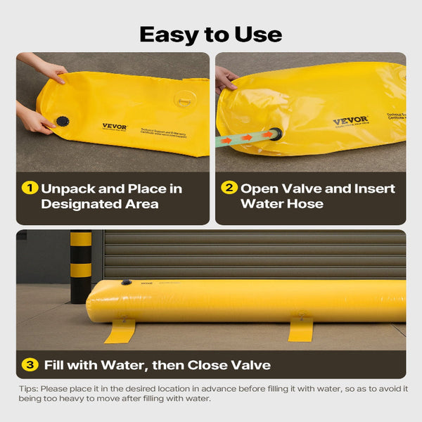 Vevor Flood Barrier Hydro 12' Length X 12" Height For Water Diversion Other Safety Signs