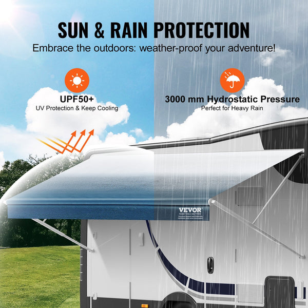 Vevor Rv Awning Fabric Replacement 6.15M Length For 6.4M Heavy Duty 3 Ply 16Oz Pvc Camper Waterproof & Uv Protection Outdoor Canopy Trailer Motorhome