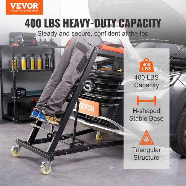 Vevor Automotive Topside Creeper With Adjustable Height 48" 76" 181.44Kgs Capacity High Swivel Caster Wheels Heavy Duty Foldable For Repair And Mainte