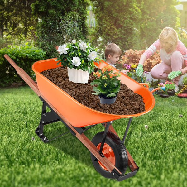 Vevor Wheelbarrow Cart One 6 Cu Ft Garden Dump 330 Lbs Utility Wheelbarrows Carts Wagons