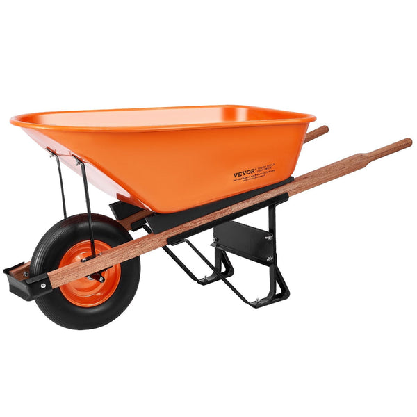 Vevor Wheelbarrow Cart One 6 Cu Ft Garden Dump 330 Lbs Utility Wheelbarrows Carts Wagons