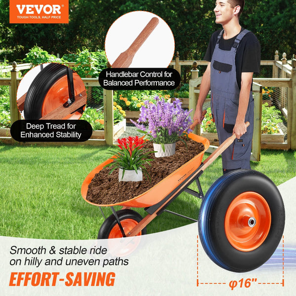 Vevor Wheelbarrow Cart One Garden Dump 330 Lbs Yard Utility Wheelbarrows Carts Wagons