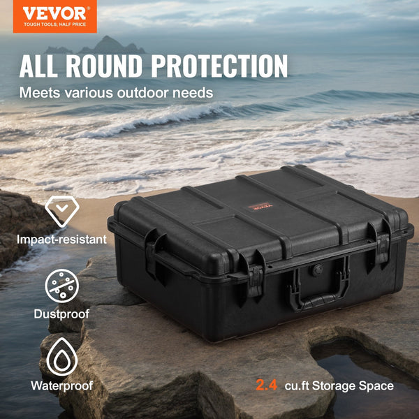 Weatherproof Hard Case Heavy Duty Protective Dry Box With Pre Cut Foam And Retractable Pull Handles For Travel Hunting Military Tactical Ip67 Waterpro