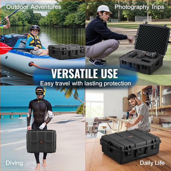 Weatherproof Hard Case Heavy Duty Protective Dry Box With Pre Cut Foam And Retractable Pull Handles For Travel Hunting Military Tactical Ip67 Waterpro