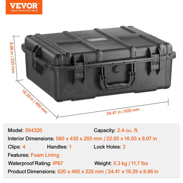 Weatherproof Hard Case Heavy Duty Protective Dry Box With Pre Cut Foam And Retractable Pull Handles For Travel Hunting Military Tactical Ip67 Waterpro