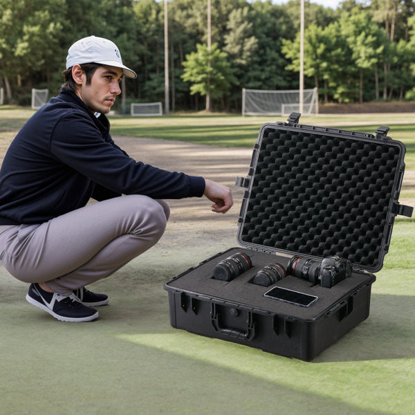 Weatherproof Hard Case Heavy Duty Protective Dry Box With Pre Cut Foam And Retractable Pull Handles For Travel Hunting Military Tactical Ip67 Waterpro