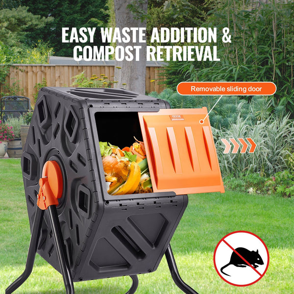 Vevor Compost Bin 18.5 Gal Composter Tumbler Rotating Outdoor With Sliding Door Garden Compost Bins