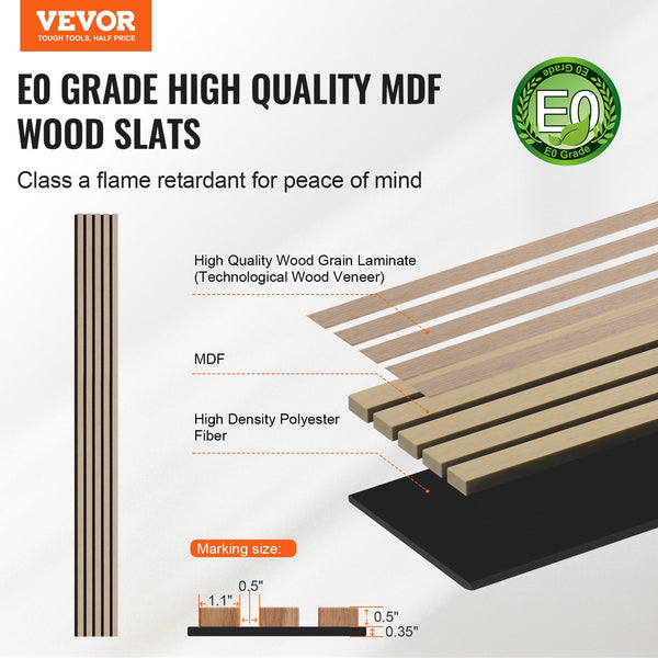 Wood Slat Acoustic Panels 7.9 X 94.5 Inch Mdf Accent Wooden Wall For Modern Interior Decor Faux Board Noise Reduction Silver Other Home Décor