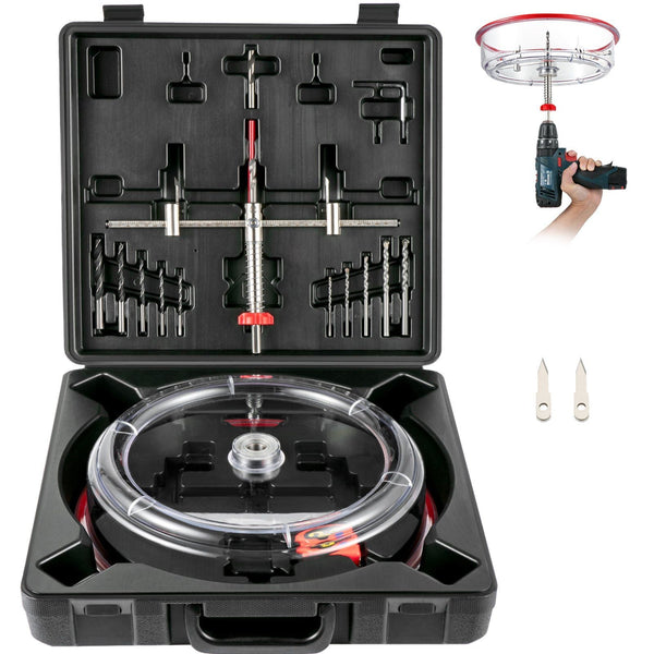 Hole Saw Cutter Kit 1 5/8" To (40 200 Mm) Two Replaceable Pilot Drill Bits Twin Blade Recessed With Pc Dust Shield For Lights Ceiling Speakers Vent Ho
