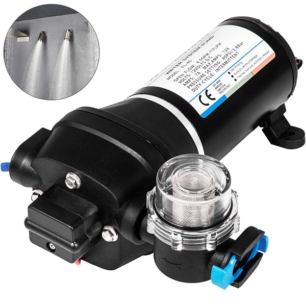 Vevor 12V High Pressure Diaphragm Water Pump 40Psi 17L/Min Self Priming Water Pumps & Pressure Tanks