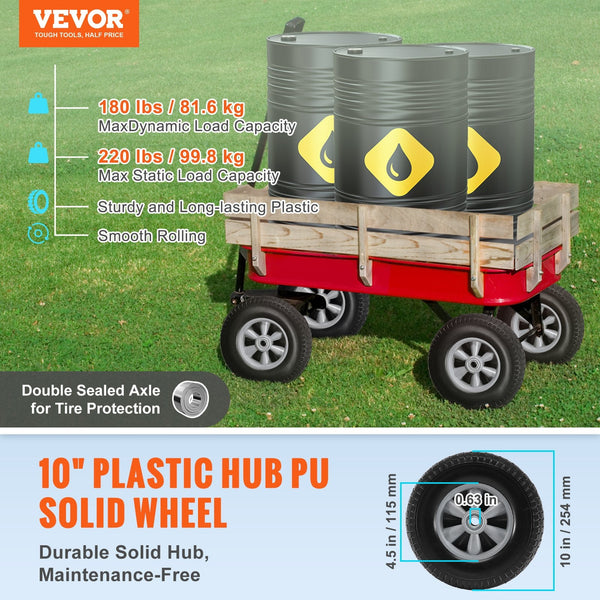 Solid Pu Run Flat Tire Wheel 254 Mm Pack 81.6 Kg Dynamic Load 99.8 Static Free Tubeless Tires And Wheels For Hand Truck Utility Cart Dollies Garden Tr