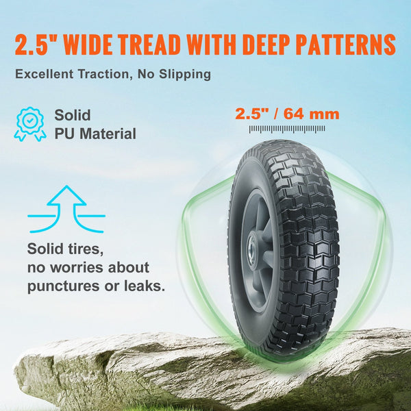 Solid Pu Run Flat Tire Wheel 254 Mm Pack 81.6 Kg Dynamic Load 99.8 Static Free Tubeless Tires And Wheels For Hand Truck Utility Cart Dollies Garden Tr