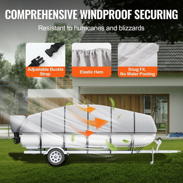 Vevor Pontoon Boat Cover 800D Waterproof Trailerable 19 20 Ft With Storage Bag Boat Covers