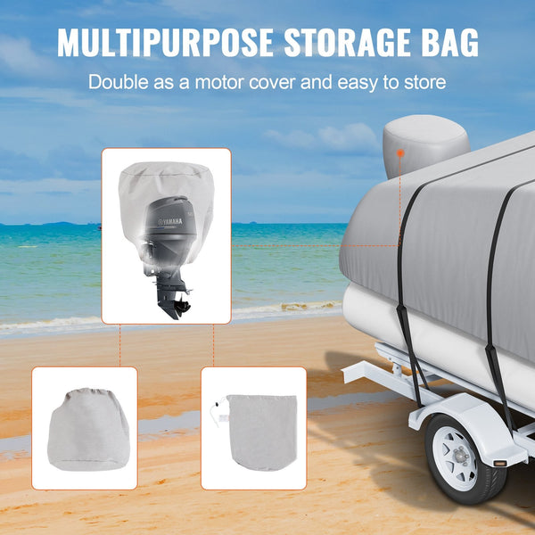 Vevor Pontoon Boat Cover 800D Waterproof Trailerable 19 20 Ft With Storage Bag Boat Covers