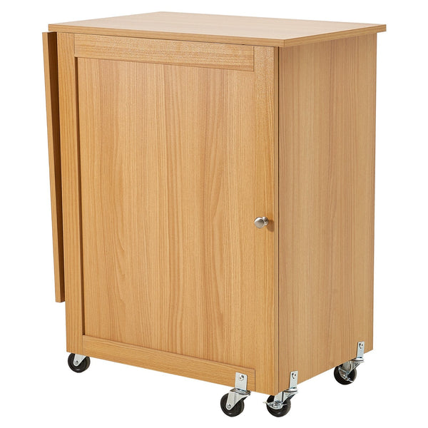 Folding Sewing Table With Lockable Wheels Shelves Trays Door Wood Color Other Sewing