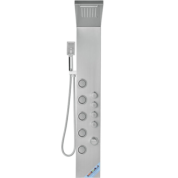 Shower Panel System 4 Modes Tower Rainfall Waterfall 5 Full Body Massage Jets And 3 Setting Handheld Head With 59" Hose Stainless Steel Wall Mounted S