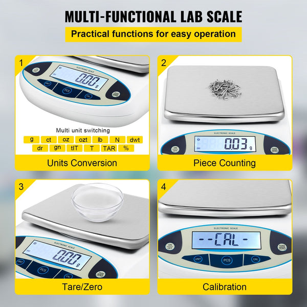 Vevor Lab Analytical Balance Digital Precision Scale 5000Gx0.01G High Kitchen Scales