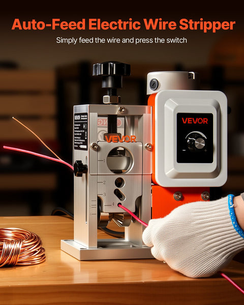 Vevor Electric Wire Stripping Machine 1.5 40 Mm 400W Automatic Motorized Cable Stripper 9.84 Ips (15 M/Min) Peeler With Alloy Blades Shaped Rollers Co