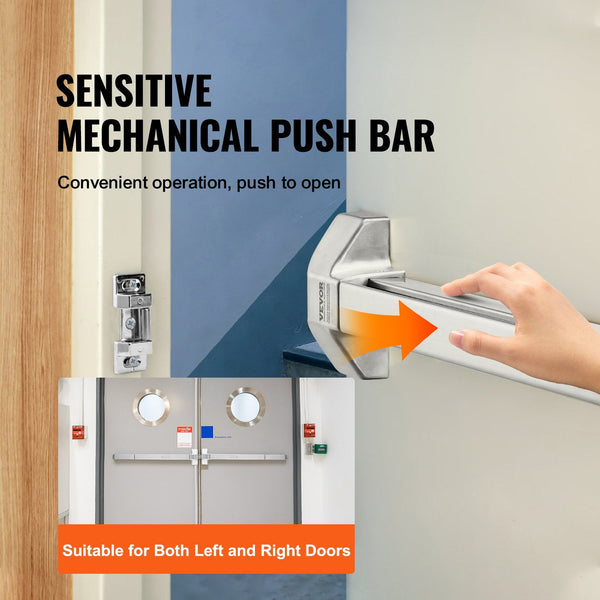 Push Bar Door Locks Stainless Steel Panic Bars For Exit Doors With Exterior Lever And 3 Keys Device Hardware Metal Wood Left Right Handed Door Locks &