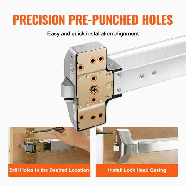 Push Bar Door Locks Stainless Steel Panic Bars For Exit Doors With Exterior Lever And 3 Keys Device Hardware Metal Wood Left Right Handed Door Locks &