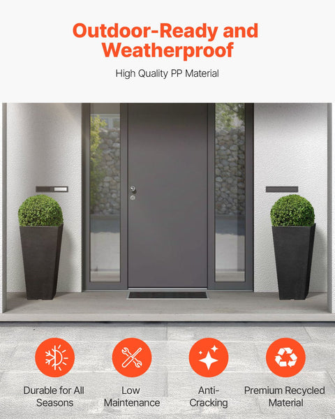 Vevor Tall Planter Set Of 2 Square Tapered Planters 57 Cm Large Modern Gardening And Flower Plastic Pots Decorative Black With Drainage Hole For Porch