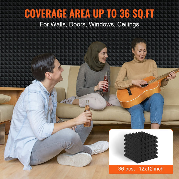 Vevor Acoustic Foam Panels 36 Pack 12 X In For Studio Wall And Ceiling Soundrproofing Panels