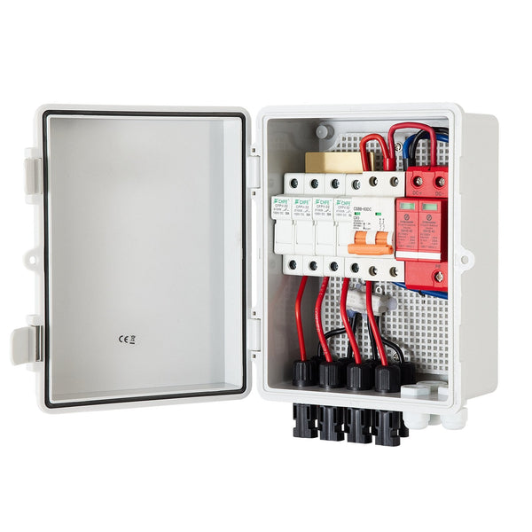 Pv Combiner Box 4 String With 15A Rated Current Fuse 63A Circuit Breaker Lightning Arreste Connector For On/Off Grid Solar Panel System Ip65 Circuit B