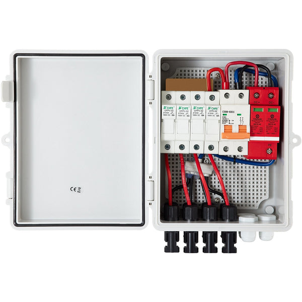 Pv Combiner Box 4 String With 15A Rated Current Fuse 63A Circuit Breaker Lightning Arreste Connector For On/Off Grid Solar Panel System Ip65 Circuit B