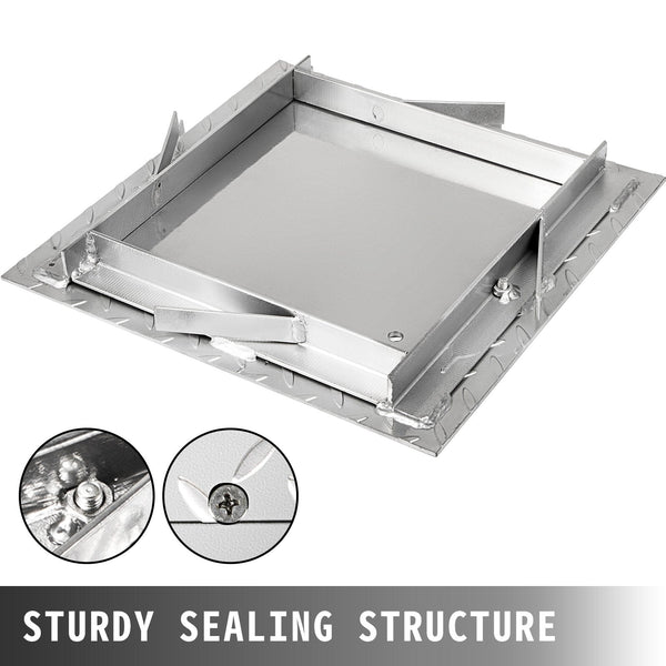 Vevor Recessed Manhole Cover 11.8""X11.8"" Clear Opening Galvanized Steel Drain Overall Size 14.5""X14.5"" Sealed Square And Frame Hole Lid Inspection