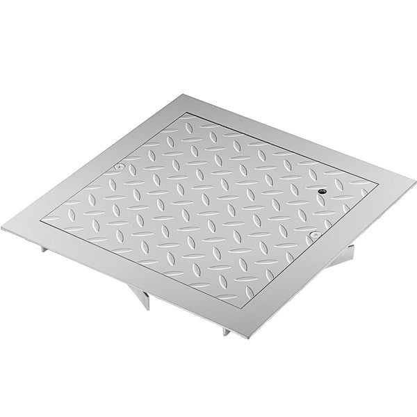 Vevor Recessed Manhole Cover 11.8""X11.8"" Clear Opening Galvanized Steel Drain Overall Size 14.5""X14.5"" Sealed Square And Frame Hole Lid Inspection