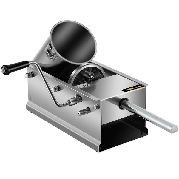 Vevor Manual Sausage Stuffer 3 L / 7 Lbs Horizontal Machine Dual Speed Meat Made Of Food Grade 304 Stainless Steel Includes 5 Stuffing Tubes For Home