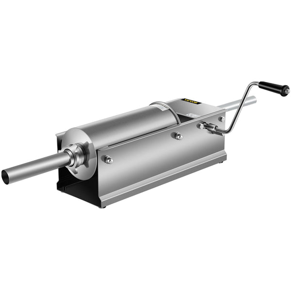 Vevor Manual Sausage Stuffer 5 L / 11 Lbs Horizontal Machine Dual Speed Meat Made Of Food Grade 304 Stainless Steel Includes Stuffing Tubes For Home K