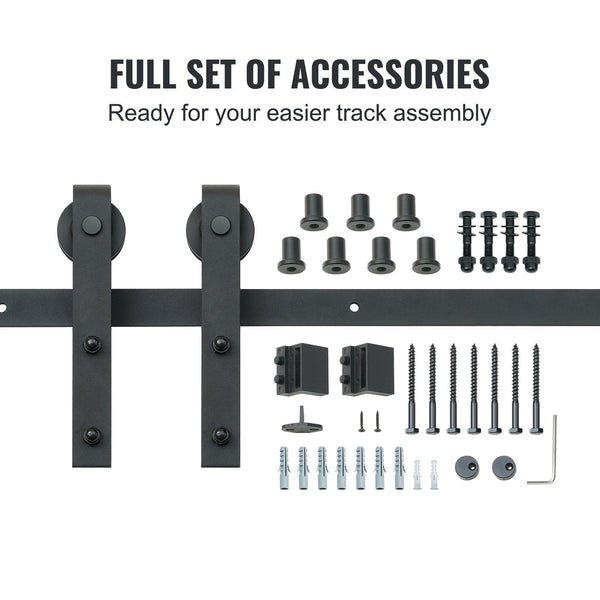 Vevor 8Ft Sliding Barn Door Hardware Closet Track Kit For Single J Hanger Sliding Door Hardware