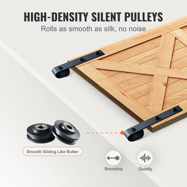 Vevor 8Ft Sliding Barn Door Hardware Closet Track Kit For Single J Hanger Sliding Door Hardware