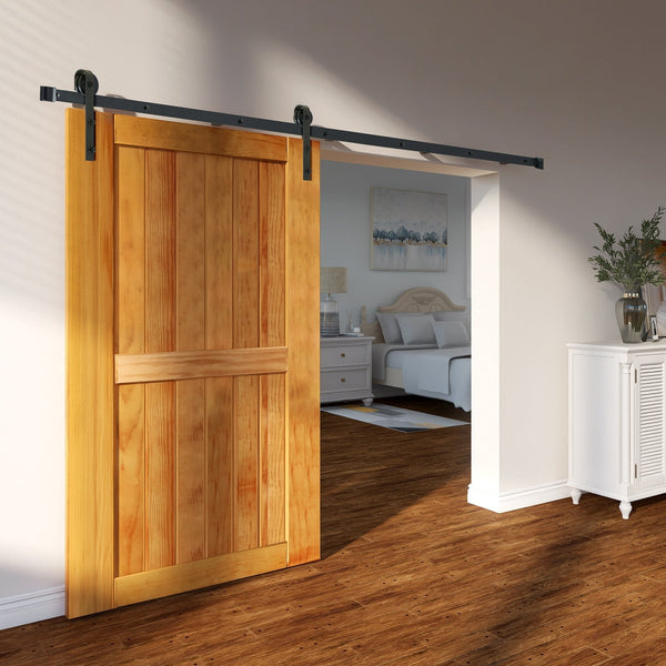 Vevor 8Ft Sliding Barn Door Hardware Closet Track Kit For Single J Hanger Sliding Door Hardware
