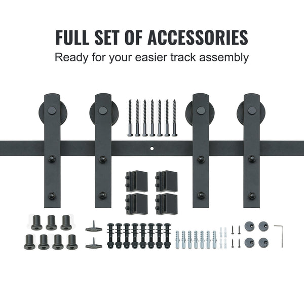 Vevor 8Ft Sliding Barn Door Hardware Closet Track Kit For Double Doors I Hanger Sliding Door Hardware
